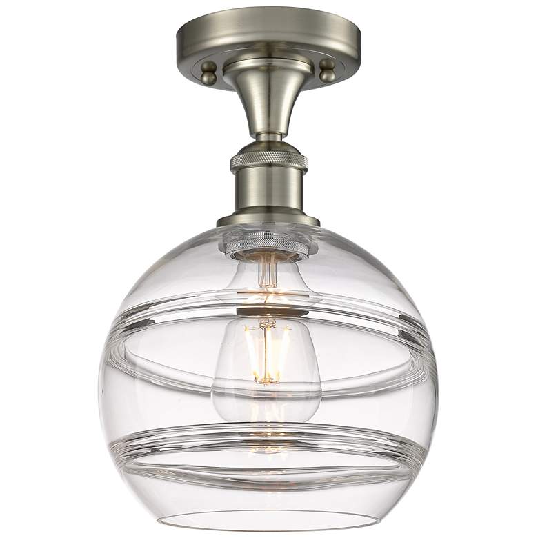 Image 1 Ballston Rochester 8"W Brushed Satin Nickel Semi-Flush Mount w/ Clear