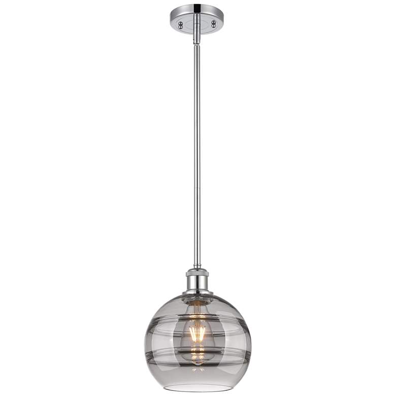 Image 1 Ballston Rochester 8"W Chrome Stemmed Mini Pendant w/ Light Smoke Shad