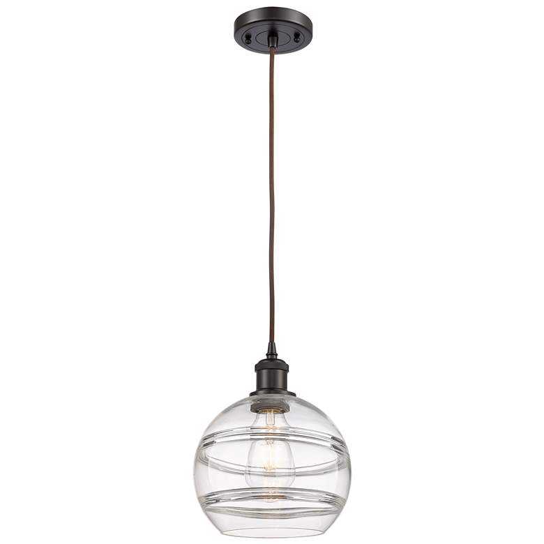 Image 1 Ballston Rochester 8"W Oil Rubbed Bronze Corded Mini Pendant w/ Clear