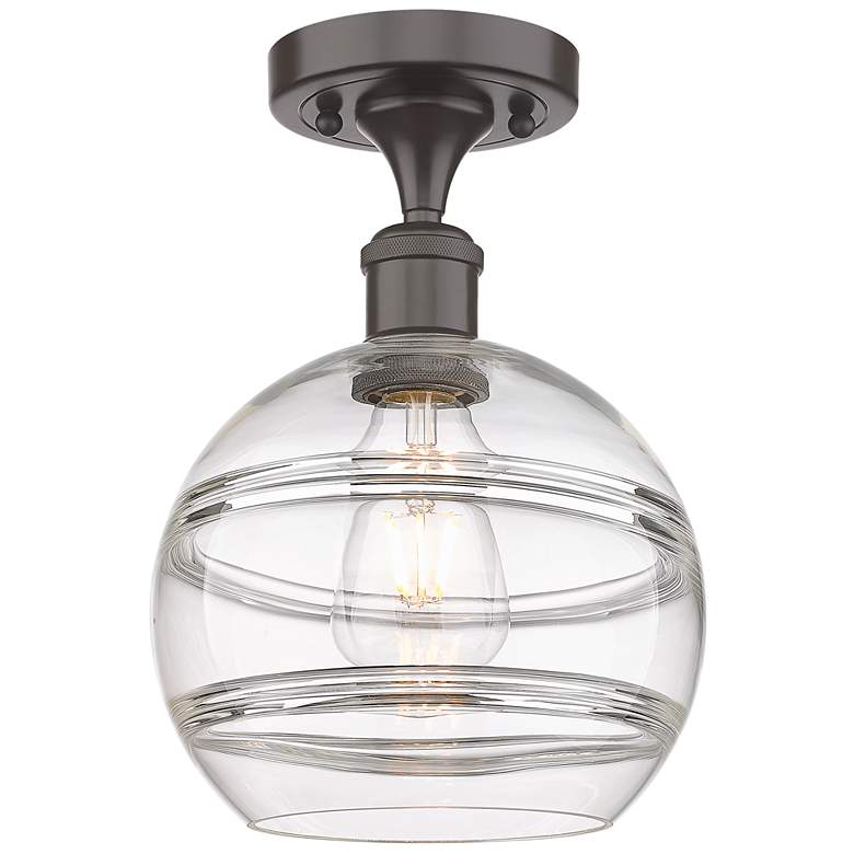 Image 1 Ballston Rochester 8"W Oil Rubbed Bronze Semi-Flush Mount w/ Clear Sha