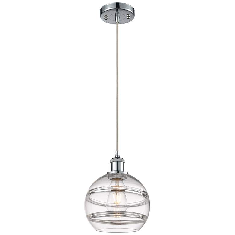 Image 1 Ballston Rochester 8"W Polished Chrome Corded Mini Pendant w/ Clear Sh