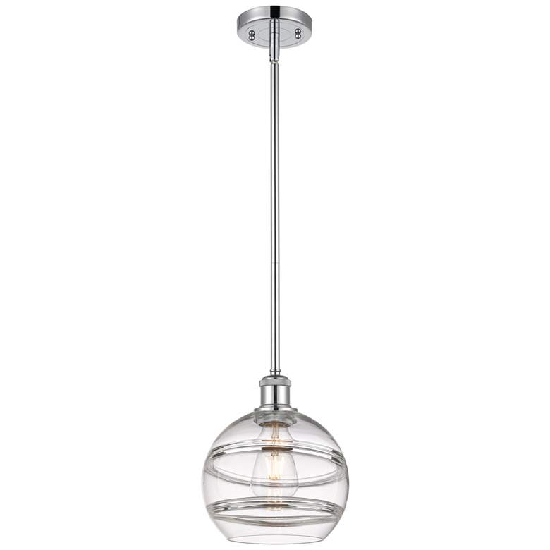 Image 1 Ballston Rochester 8"W Polished Chrome Stemmed Mini Pendant w/ Clear S
