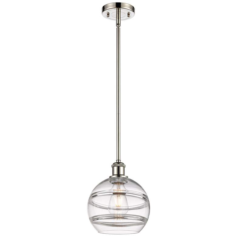 Image 1 Ballston Rochester 8"W Polished Nickel Stemmed Mini Pendant w/ Clear S