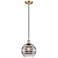 Ballston Rochester 8"W Satin Gold Corded Mini Pendant w/ Light Smoke S