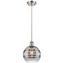 Ballston Rochester 8"W Satin Nickel Corded Mini Pendant w/ Smoke Shade