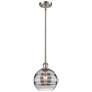 Ballston Rochester 8"W Satin Nickel Stemmed Mini Pendant w/ Smoke Shad