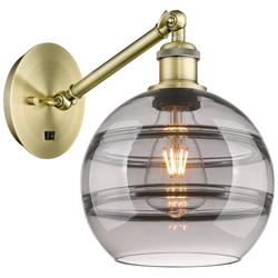 Ballston Rochester 9.88"H Antique Brass Adjustable Sconce w/ Smoke Sha