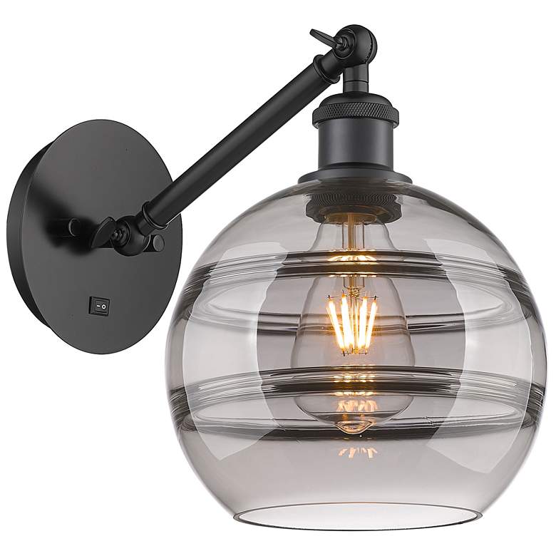 Image 1 Ballston Rochester 9.88"H Black Vertically Adjustable Sconce w/ Smoke