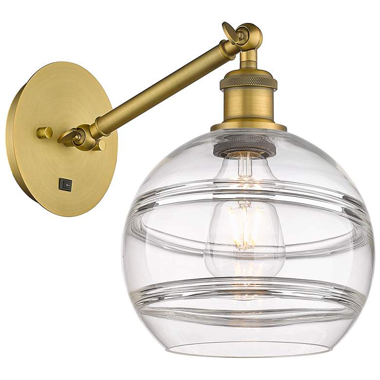 Image 1 Ballston Rochester 9.88"H Brushed Brass Adjustable Sconce w/ Clear Sha