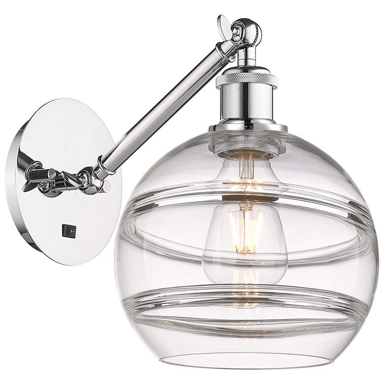 Image 1 Ballston Rochester 9.88"H Chrome Adjustable Sconce w/ Clear Shade