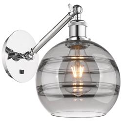 Ballston Rochester 9.88"H Chrome Adjustable Sconce w/ Smoke Shade