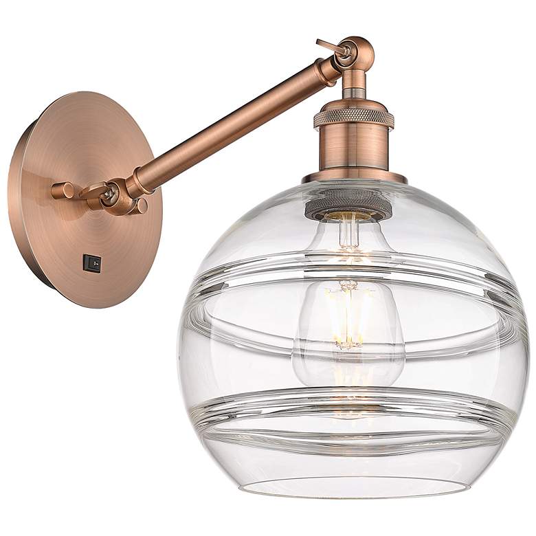 Image 1 Ballston Rochester 9.88"H Copper Adjustable Sconce w/ Clear Shade