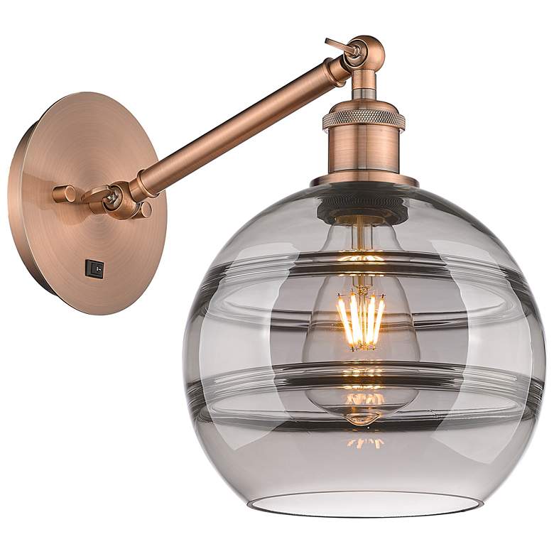Image 1 Ballston Rochester 9.88"H Copper Adjustable Sconce w/ Smoke Shade