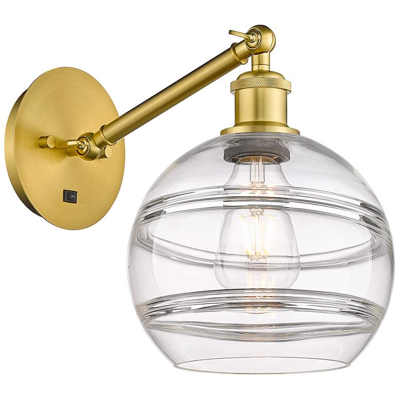 Image 1 Ballston Rochester 9.88"H Gold Vertically Adjustable Sconce w/ Clear S