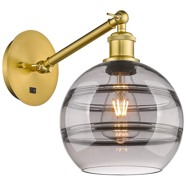 Image 1 Ballston Rochester 9.88"H Gold Vertically Adjustable Sconce w/ Smoke S