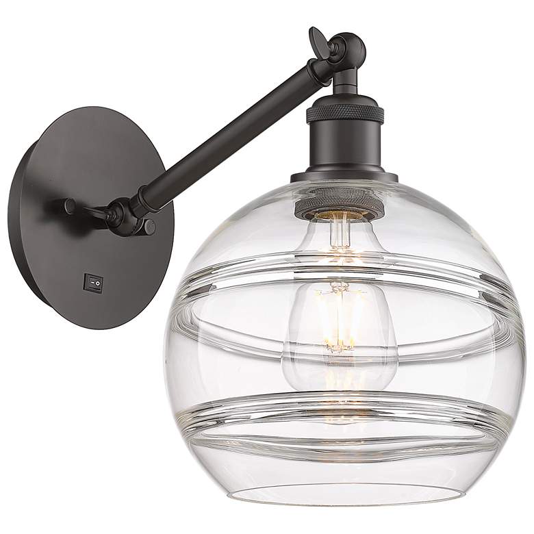 Image 1 Ballston Rochester 9.88"H Oiled Bronze Adjustable Sconce w/ Clear Shad