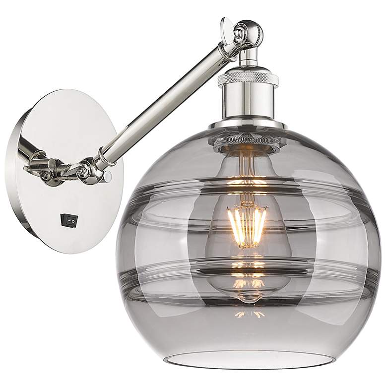 Image 1 Ballston Rochester 9.88"H Polished Nickel Adjustable Sconce w/ Smoke S