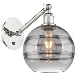 Ballston Rochester 9.88"H Polished Nickel Adjustable Sconce w/ Smoke S