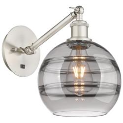 Ballston Rochester 9.88"H Satin Nickel Adjustable Sconce w/ Smoke Shad