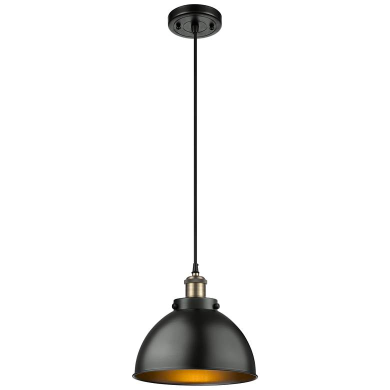 Image 1 Ballston Urban 10.5 inch Black Brass LED Corded Mini Pendant w/ Black Shad