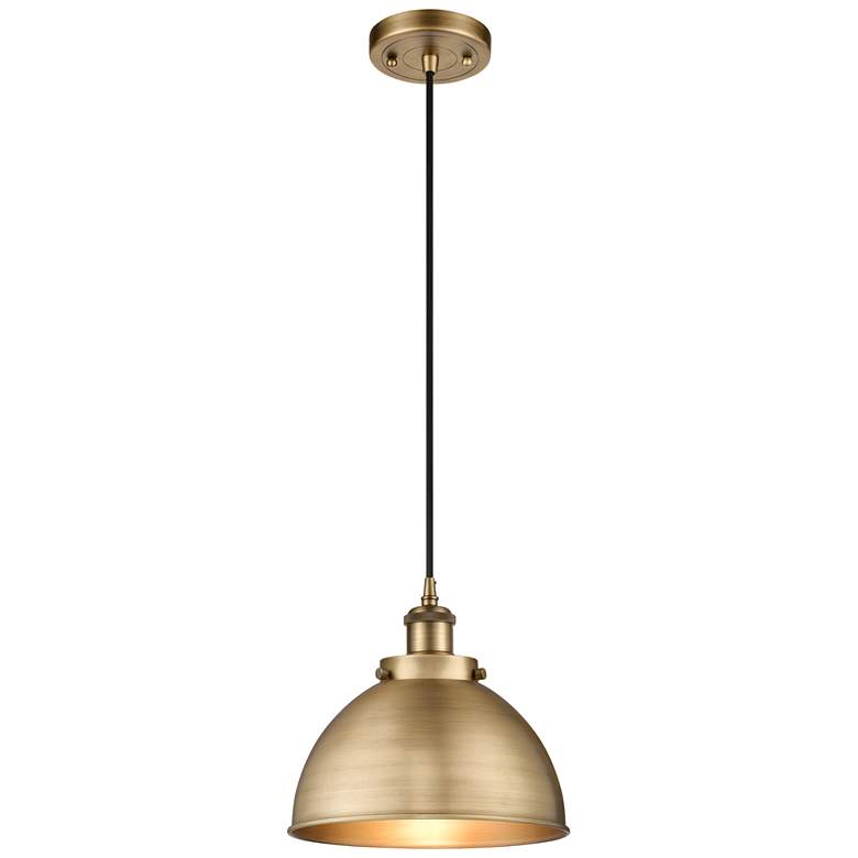 Image 1 Ballston Urban 10.5" Brushed Brass Corded Mini Pendant w/ Matte Black