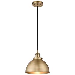 Ballston Urban 10.5" Brushed Brass Corded Mini Pendant w/ Matte Black