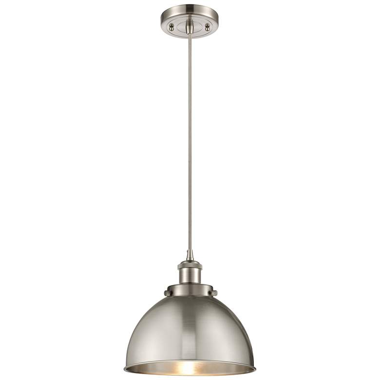 Image 1 Ballston Urban 10.5" Brushed Nickel Corded Mini Pendant w/ Nickel Shad