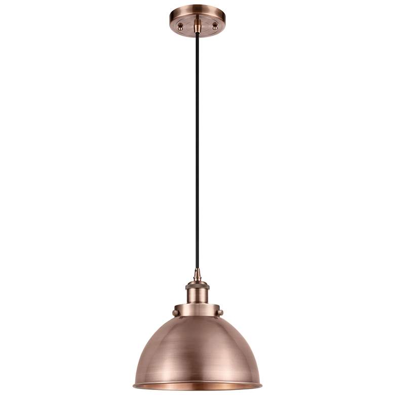 Image 1 Ballston Urban 10.5" Copper LED Corded Mini Pendant w/ Black Shade