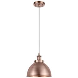 Ballston Urban 10.5" Copper LED Corded Mini Pendant w/ Black Shade