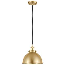 Ballston Urban 10.5&quot; Gold LED Corded Mini Pendant w/ Matte Black Shade