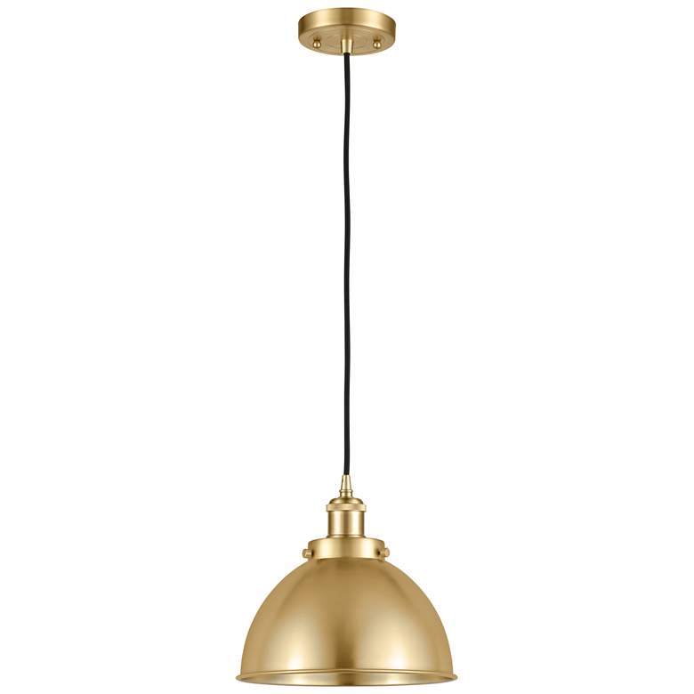 Image 1 Ballston Urban 10.5" Gold LED Corded Mini Pendant w/ Matte Black Shade