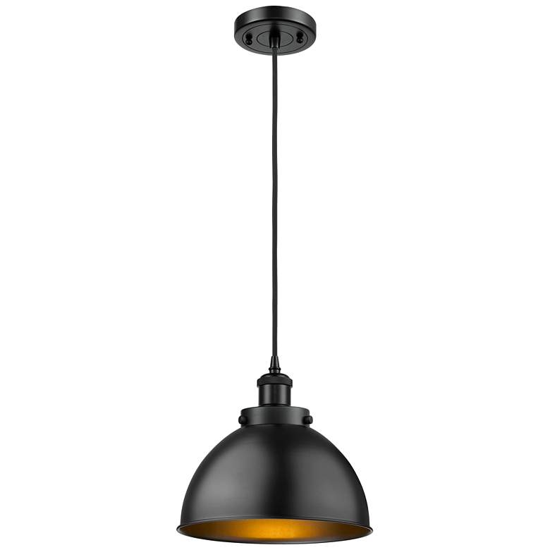 Image 1 Ballston Urban 10.5" Matte Black LED Corded Mini Pendant w/ Black Shad