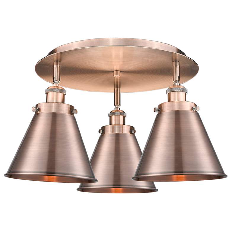 Image 1 Ballston Urban 17.75"W 3 Light Copper Flush Mount w/ Antique Copper Sh