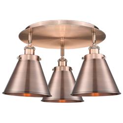 Ballston Urban 17.75"W 3 Light Copper Flush Mount w/ Antique Copper Sh