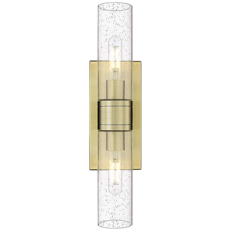 Image 1 Ballston Urban 18" Wide 2 Light Antique Brass Bath Light With Seedy Sh