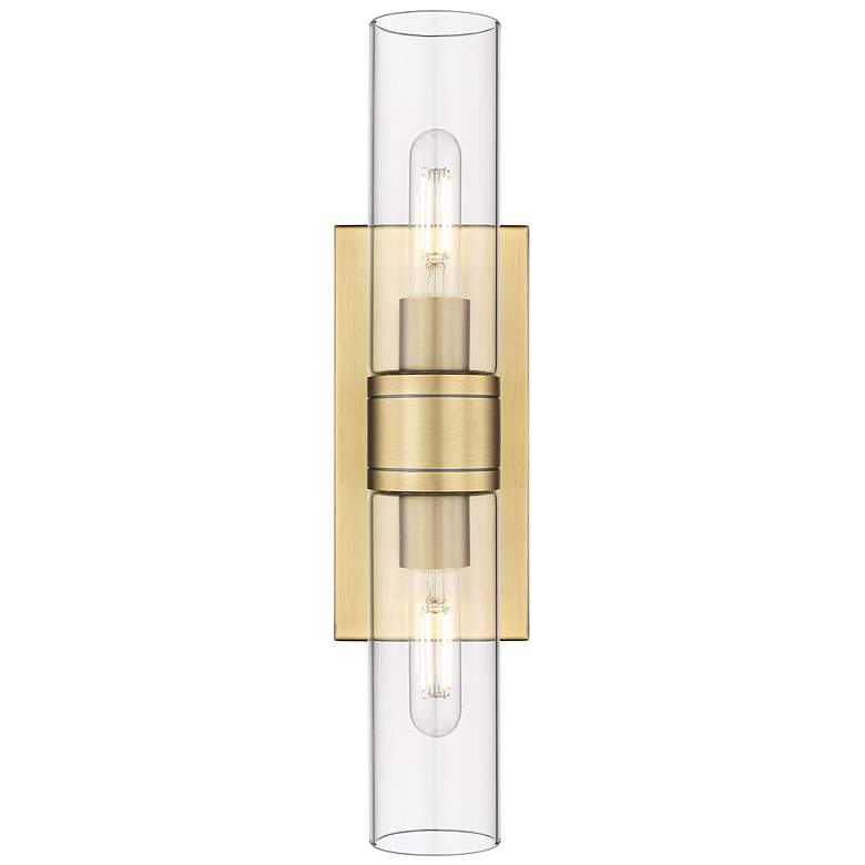 Image 1 Ballston Urban 18" Wide 2 Light Brushed Brass Bath Light With Clear Sh