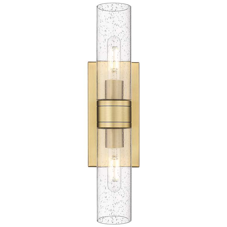 Image 1 Ballston Urban 18" Wide 2 Light Brushed Brass Bath Light With Seedy Sh