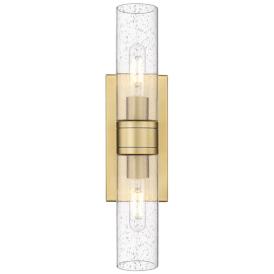 Ballston Urban 18" Wide 2 Light Brushed Brass Bath Light With Seedy Sh Ballston Urban 18" Wide 2 Light Brushed Brass Bath Light With Seedy Sh
