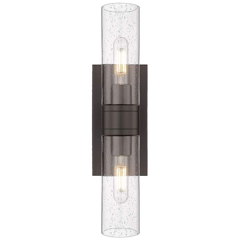Image 1 Ballston Urban 18" Wide 2 Light Oiled Brass Bath Light With Seedy Shad