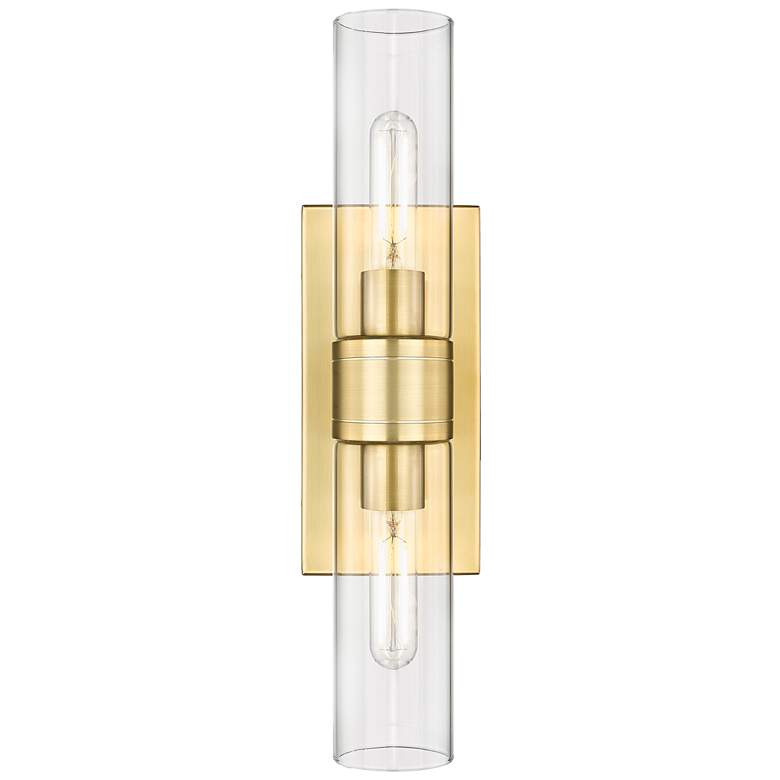 Image 1 Ballston Urban 18" Wide 2 Light Satin Gold Bath Light With Clear Shade