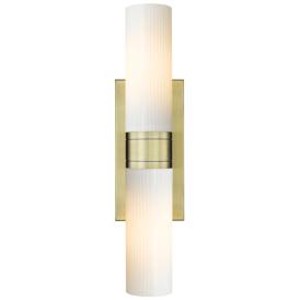 Ballston Urban 18"W 2 Light Antique Brass Bath Light w/ Striped White Ballston Urban 18"W 2 Light Antique Brass Bath Light w/ Striped White
