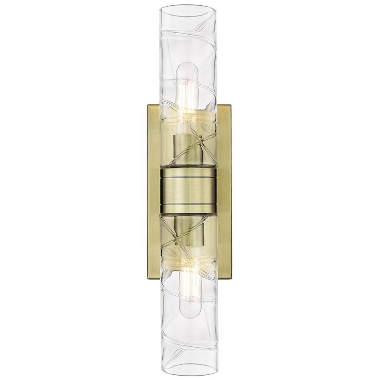 Image 1 Ballston Urban 18"W 2 Light Antique Brass Bath Light With Deco Swirl S