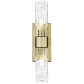 Ballston Urban 18"W 2 Light Antique Brass Bath Light With Deco Swirl S Ballston Urban 18"W 2 Light Antique Brass Bath Light With Deco Swirl S
