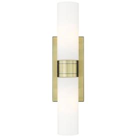 Ballston Urban 18"W 2 Light Antique Brass Bath Light With Matte White Ballston Urban 18"W 2 Light Antique Brass Bath Light With Matte White