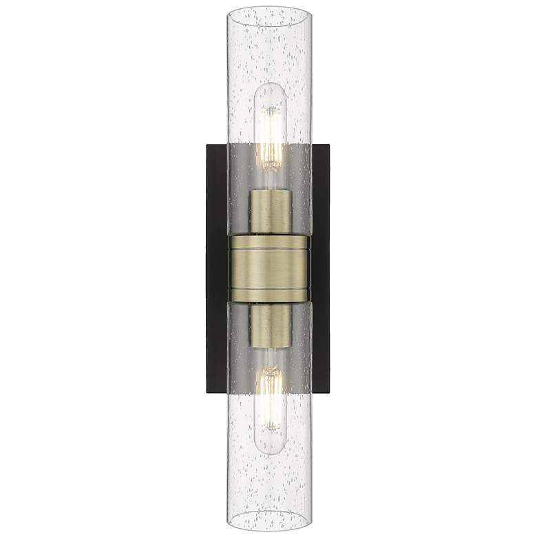 Image 1 Ballston Urban 18"W 2 Light Black Antique Brass Bath Light With Seedy