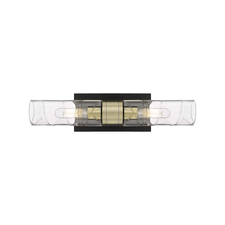 Image 2 Ballston Urban 18"W 2 Light Black Brass Bath Light w/ Deco Swirl Shade more views