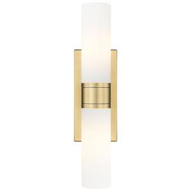 Ballston Urban 18"W 2 Light Brushed Brass Bath Light w/ Striped White Ballston Urban 18"W 2 Light Brushed Brass Bath Light w/ Striped White