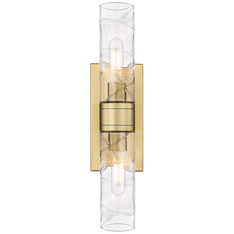Image 1 Ballston Urban 18"W 2 Light Brushed Brass Bath Light With Deco Swirl S
