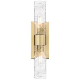 Ballston Urban 18"W 2 Light Brushed Brass Bath Light With Deco Swirl S Ballston Urban 18"W 2 Light Brushed Brass Bath Light With Deco Swirl S