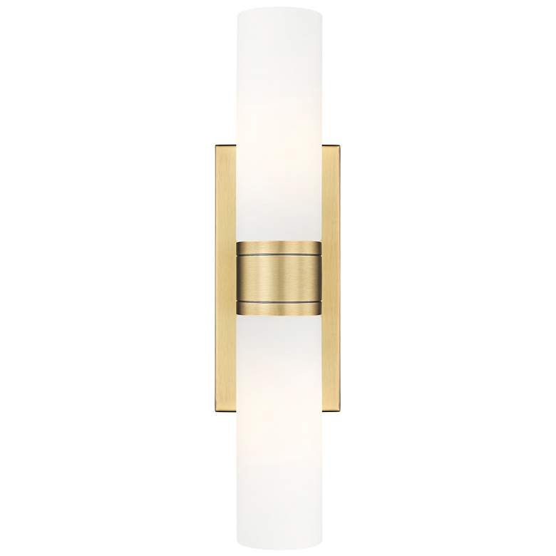 Image 1 Ballston Urban 18"W 2 Light Brushed Brass Bath Light With Matte White